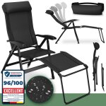 Eloneo chaise de camping pliante avec repose - pieds amovible dossier réglable aluminium - confort jardin ... Eloneo chaise de camping pliante avec repose - pieds amovible dossier réglable aluminium - confort jardin ...