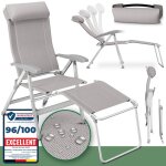 Eloneo chaise de camping pliante avec repose - pieds amovible dossier rglable aluminium - confort jardin ...