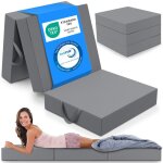 Eloneo matelas pliant 3 parties mousse �paisse 15?cm lavable pour adulte 75x195x15?cm gris