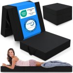 Eloneo matelas pliant 3 parties mousse �paisse 15?cm lavable pour adulte 75x195x15?cm noir