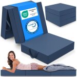 Eloneo matelas pliant 3 parties mousse Épaisse 15?cm lavable pour adulte 90x200x15?cm bleu Eloneo matelas pliant 3 parties mousse Épaisse 15?cm lavable pour adulte 90x200x15?cm bleu