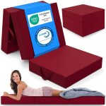Eloneo matelas pliant 3 parties mousse Épaisse 15?cm lavable pour adulte 90x200x15?cm rouge Eloneo matelas pliant 3 parties mousse Épaisse 15?cm lavable pour adulte 90x200x15?cm rouge