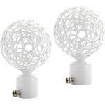 Embouts de tringle  rideaux dcoratifs mtal vintage motif creux 28 mm blanc