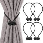 Embrasses de rideaux - ynkkvre - lot de 4 - aimant�es - tressage - 45 cm - noir