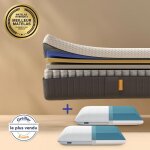Emma pack matelas hybride ii 140x190 + oreillers original m�moire de forme + ressorts meilleur choix ...