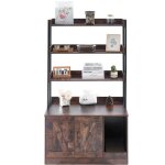 Enceinte pour bac � liti�re - duoku - cwm003 - meuble cach� en bois - 3 �tag�res - marron fonc�