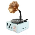 Enceinte bluetooth style platine vinyle r�tro - son hd batterie longue portable bleu (d�coratif)