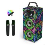 Enceinte karaoke - trendix - karaoke enfant neon world - 2 micros sans fil - effets de voix - led disco ...