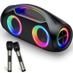 Enceinte karaok avec 2 micros sans fil djoin enceinte bluetooth portable puissante 40w basse lumires ...
