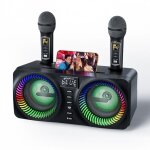 Enceinte karaoke complet haut - parleur bluetooth avec 2 microphones sans fil pour le chant machine de ...