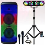 Enceinte usb bluetooth autonome sur batterie mooving electro - sound - 2 micros karaoke - pack lumière ... Enceinte usb bluetooth autonome sur batterie mooving electro - sound - 2 micros karaoke - pack lumière ...