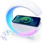Enceinte veilleuse led sans fil avec chargement sans fil 10 w et 6 modes dclairage rvb enceinte bluetooth ...
