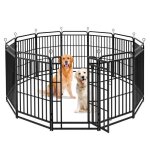 Enclos pour chien en m�tal avec 12 panneaux parc � chiot pliable chenil dext�rieur 68 x 100 cm noir