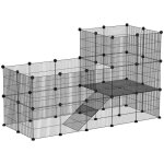 Enclos pour petits animaux - pawhut - modulable - 2 niveaux - 39 panneaux - pour cochons dinde lapins ...