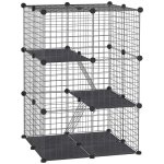 Enclos pour petits animaux - pawhut - modulable - 3 niveaux - 39 panneaux - pour lapin chaton chinchilla ...