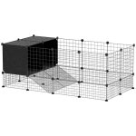 Enclos pour petits animaux - pawhut - modulable - 31 panneaux avec niches sur�lev�es - en acier - 140x70x52cm ...