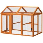 Enclos poulailler en bois - pawhut - parc grillag - 140 x 885 x 106 cm - orange