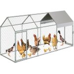 Enclos poulailler chenil extrieur parc  poules grande taille cadre en fer 304x100x100cm acie galvanis ...