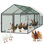Enclos poulailler en m�tal - vevor - 1 x 3 x 1 m - parc � 6 - 8 poules grillag� avec couverture - toit ...