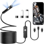Endoscope industriel intelligent 79 mm x 5 m double lentille avec lumire led et connectivit tlphone ...
