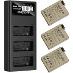 Enegon lot de 3 batteries lp - e8 (1980mah) + chargeur led 3 ports pour canon eos rebel t2i - t5i / kiss ...
