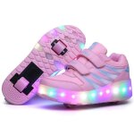 Enfant chaussures avec roulettes led lumineux baskets avec double roue extrieur skateboard skateshoes ...