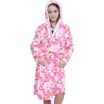 Enfants filles polaire luxe sherpa à capuche robe de chambre tie dye rose peignoir 2 - 3 Enfants filles polaire luxe sherpa à capuche robe de chambre tie dye rose peignoir 2 - 3