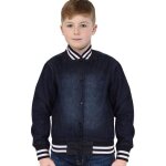 Enfants gar�ons filles col et poignets c�tel�s veste jean 100% coton