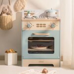 Les enfants jouent ensemble de cuisine - robotime four en bois bleu r�aliste