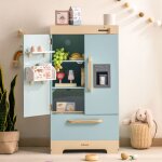 Jouet r�frigirateur double porte - robud - en bois - bleu