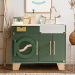 Les enfants jouent ensemble de cuisine - robotime robud lave - linge multifonction vintage en bois