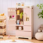Les enfants jouent ensemble de cuisine - robotime robud réfrigérateur rose en bois Les enfants jouent ensemble de cuisine - robotime robud réfrigérateur rose en bois