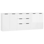 Enfilade / bahut / vitrine - rustique - buffets 3 pcs blanc brillant bois dingnierie @776722