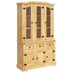Enfilade / bahut / vitrine - rustique - buffet corona marron 112 x 43 x 196 cm bois massif pin mex icain ... Enfilade / bahut / vitrine - rustique - buffet corona marron 112 x 43 x 196 cm bois massif pin mex icain ...