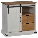Enfilade / bahut / vitrine - rustique - buffet halden porte coulissante blanc 80 x 40 x 80 cm bois massif ...