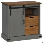 Enfilade / bahut / vitrine - rustique - buffet halden porte coulissante gris 80 x 40 x 80 cm bois massif ...