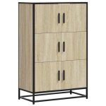 Enfilade / bahut / vitrine - rustique - buffet haut ch�ne sonoma 68 x 35 x 1065 cm bois ing�nierie m�tal ...
