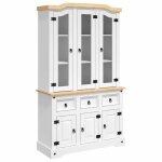 Enfilade / bahut / vitrine - rustique - buffet haut corona blanc 112 x 43 x 196 cm bois massif pin mex ... Enfilade / bahut / vitrine - rustique - buffet haut corona blanc 112 x 43 x 196 cm bois massif pin mex ...