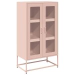 Enfilade / bahut / vitrine - rustique - buffet haut rose 68 x 39 x 123 cm acier @685600