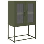Enfilade / bahut / vitrine - rustique - buffet haut vert olive 68 x 39 x 107 cm acier @980501