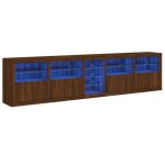 Enfilade / bahut / vitrine - rustique - buffet avec lumières led chêne marron 283 x 37 x 67 cm @305694 ... Enfilade / bahut / vitrine - rustique - buffet avec lumières led chêne marron 283 x 37 x 67 cm @305694 ...