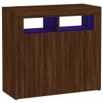 Enfilade / bahut / vitrine - rustique - buffet avec lumires led chne marron 80 x 35 x 75 cm @261329 ...