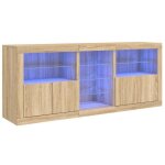 Enfilade / bahut / vitrine - rustique - buffet avec lumires led chne sonoma 162 x 37 x 67 cm @190445 ...