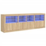 Enfilade / bahut / vitrine - rustique - buffet avec lumires led chne sonoma 202 x 37 x 67 cm @196770 ...
