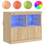 Enfilade / bahut / vitrine - rustique - buffet avec lumières led chêne sonoma 81 x 37 x 67 cm @662001 ... Enfilade / bahut / vitrine - rustique - buffet avec lumières led chêne sonoma 81 x 37 x 67 cm @662001 ...