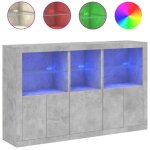 Enfilade / bahut / vitrine - rustique - buffet avec lumières led gris béton 162 x 37 x 100 cm @191745 ... Enfilade / bahut / vitrine - rustique - buffet avec lumières led gris béton 162 x 37 x 100 cm @191745 ...