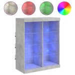 Enfilade / bahut / vitrine - rustique - buffet avec lumires led gris bton 81 x 37 x 100 cm @980163