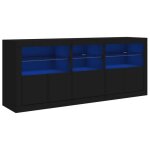 Enfilade / bahut / vitrine - rustique - buffet avec lumières led noir 162 x 37 x 67 cm @566583 Enfilade / bahut / vitrine - rustique - buffet avec lumières led noir 162 x 37 x 67 cm @566583
