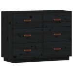 Enfilade / bahut / vitrine - rustique - buffet noir 100 x 40 x 75 cm bois massif de pin @701690