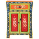 Enfilade / bahut / vitrine - rustique - buffet peint � la main 54 x 30 x 74 cm bois massif de manguier ...